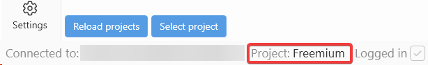 Selected Project name