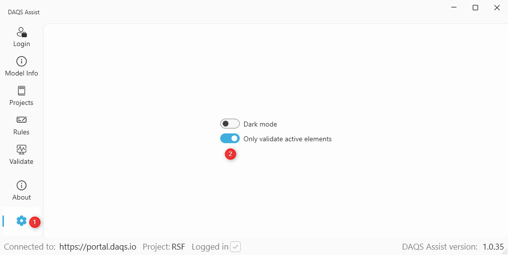 Only validate Active Elements setting