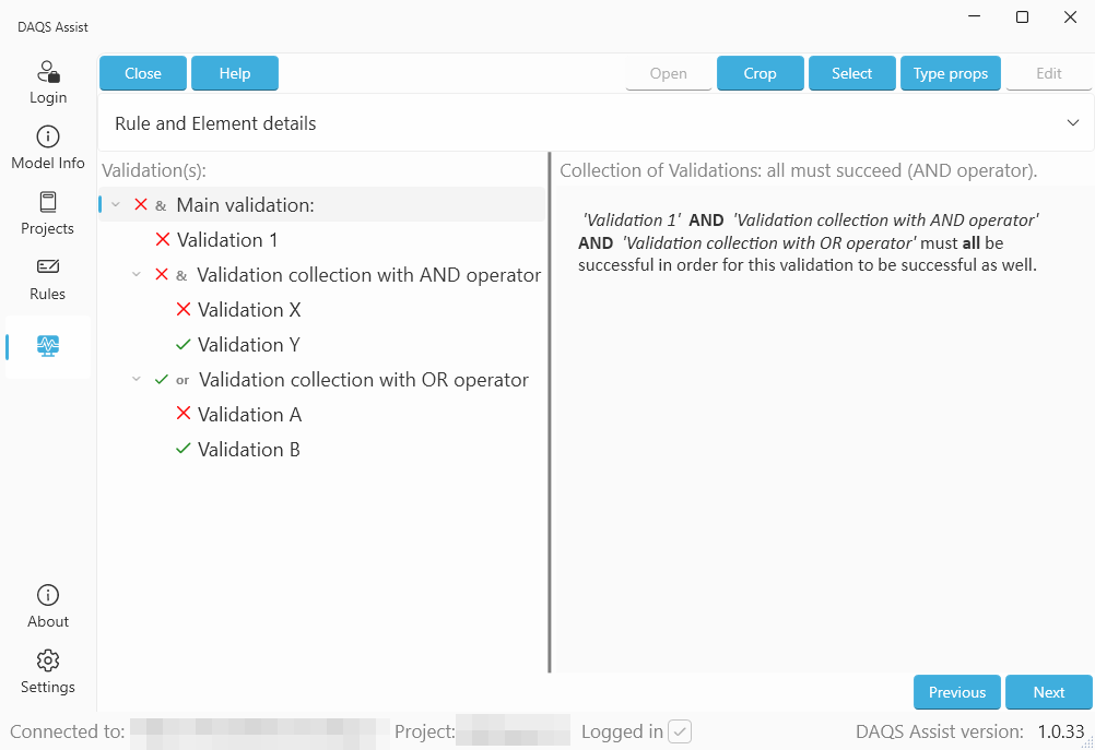 Validations with AND and OR collections